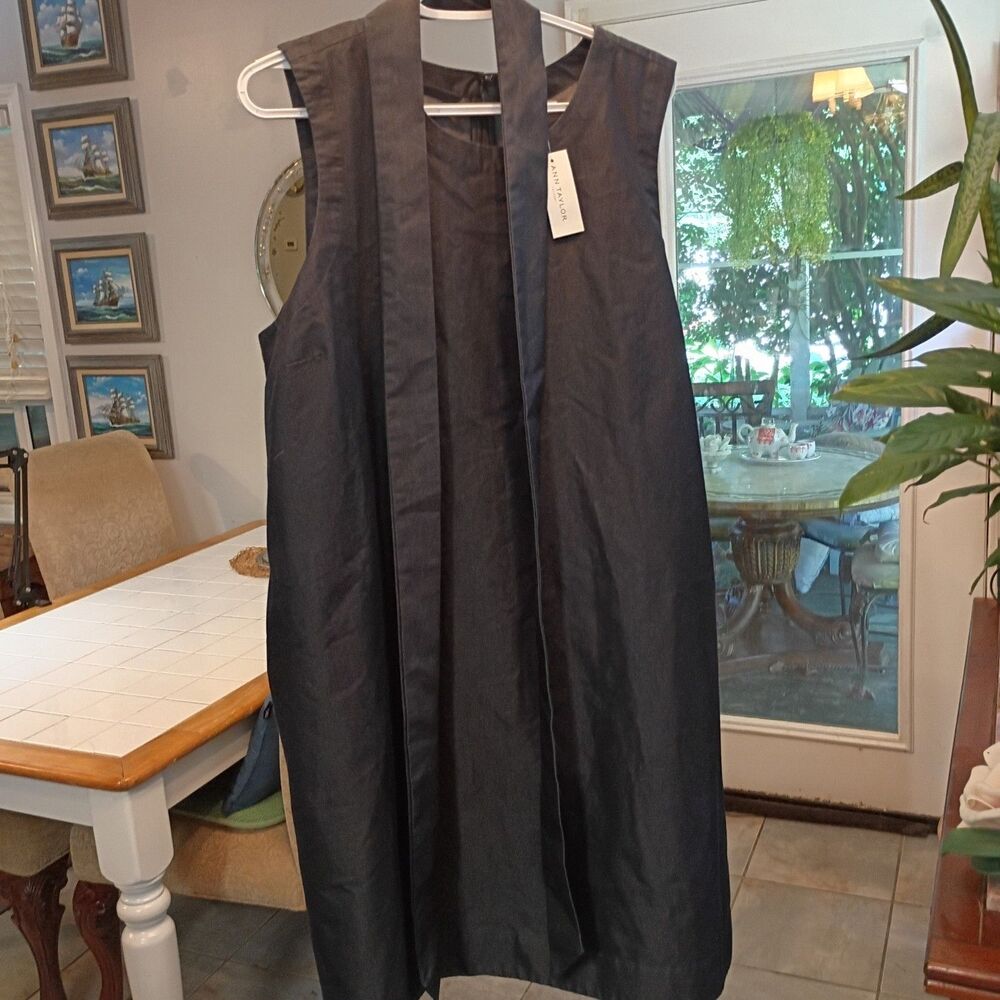 New With Tags Ann Taylor Factory Dark Denim XL Dress with 81 " Belt Knee Length
